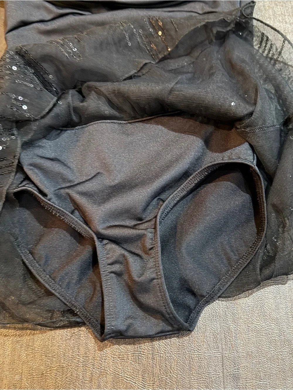 Capezio Black Ballet Dance Leotard with Chiffon Skirt Sz L